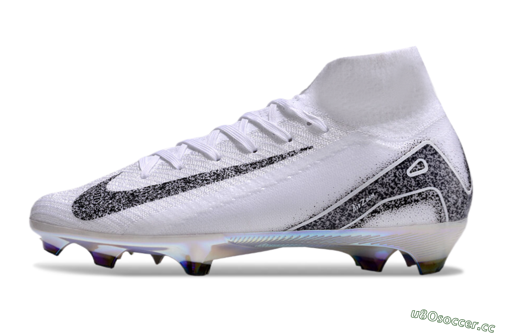 Men's Nike Air Zoom Mercurial Superfly 10 Elite FG Firm Ground High-Tops Football Boots - White/Black/Grey 0