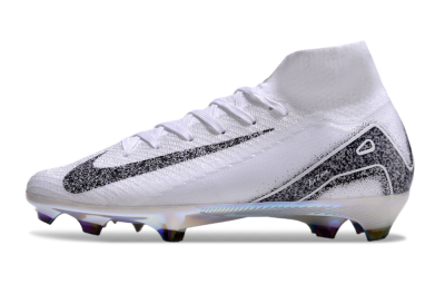 Men's Nike Air Zoom Mercurial Superfly 10 Elite FG Firm Ground High-Tops Football Boots - White/Black/Grey
