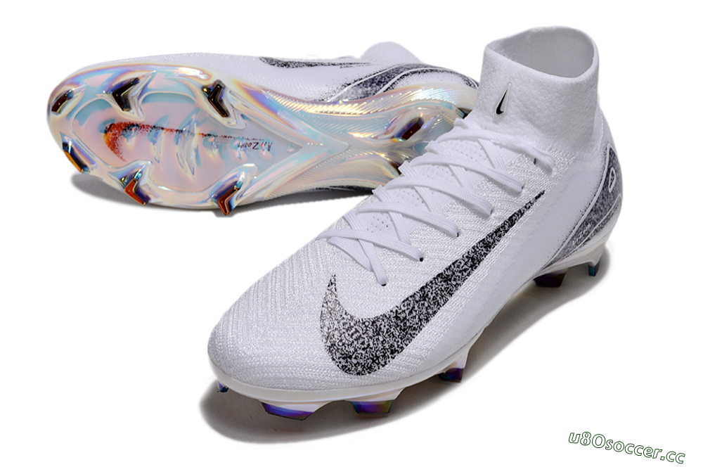 Men's Nike Air Zoom Mercurial Superfly 10 Elite FG Firm Ground High-Tops Football Boots - White/Black/Grey 3