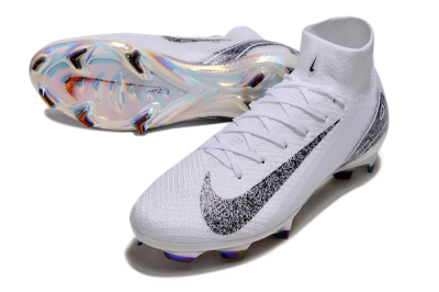 Men's Nike Air Zoom Mercurial Superfly 10 Elite FG Firm Ground High-Tops Football Boots - White/Black/Grey