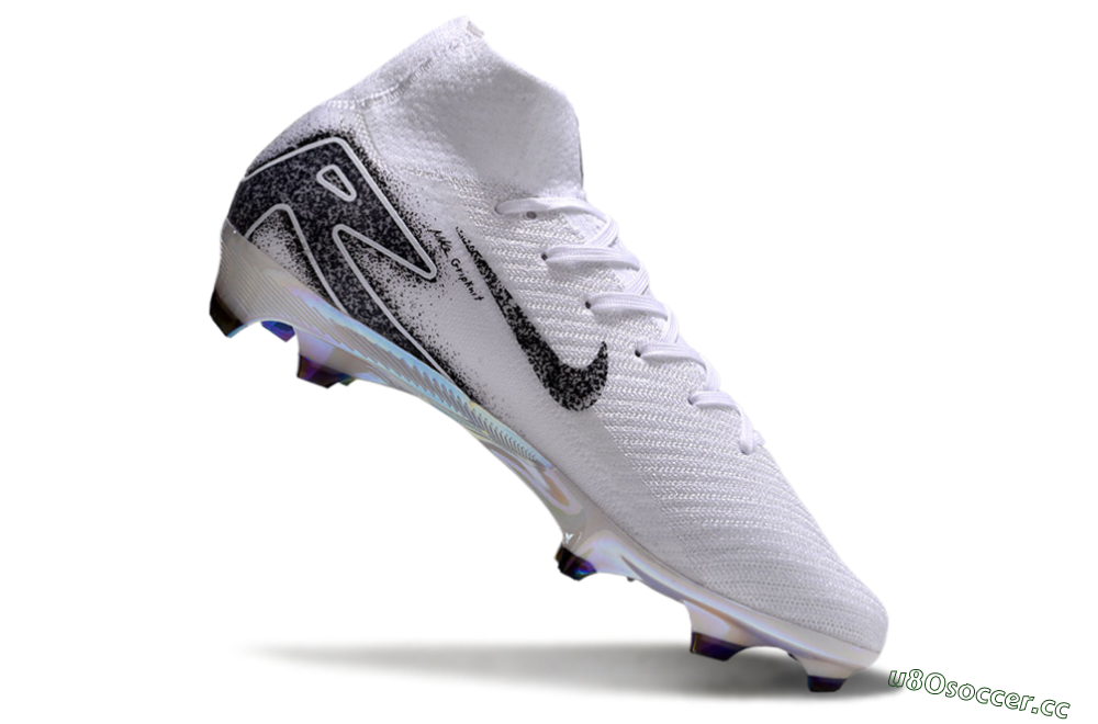 Men's Nike Air Zoom Mercurial Superfly 10 Elite FG Firm Ground High-Tops Football Boots - White/Black/Grey 4