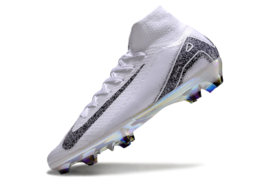 Men's Nike Air Zoom Mercurial Superfly 10 Elite FG Firm Ground High-Tops Football Boots - White/Black/Grey