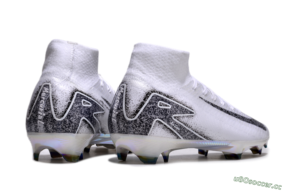 Men's Nike Air Zoom Mercurial Superfly 10 Elite FG Firm Ground High-Tops Football Boots - White/Black/Grey 6
