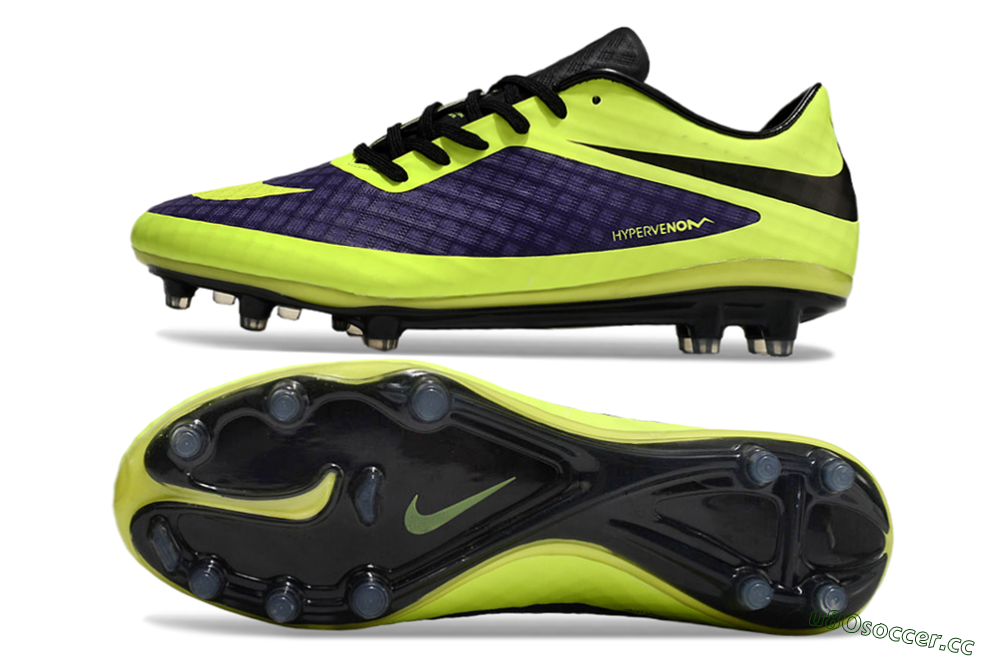 Men's Nike Hypervenom Phantom FG Firm Ground Low-Tops Football Boots - Purple/Yellow/Black 1