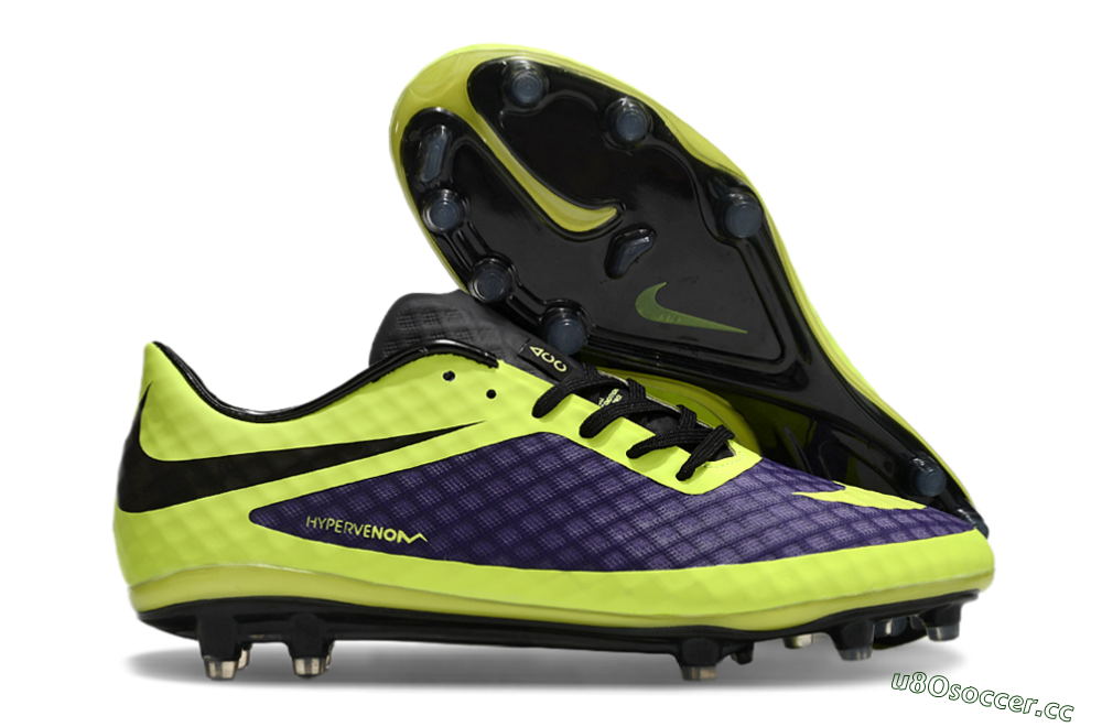 Men's Nike Hypervenom Phantom FG Firm Ground Low-Tops Football Boots - Purple/Yellow/Black 2
