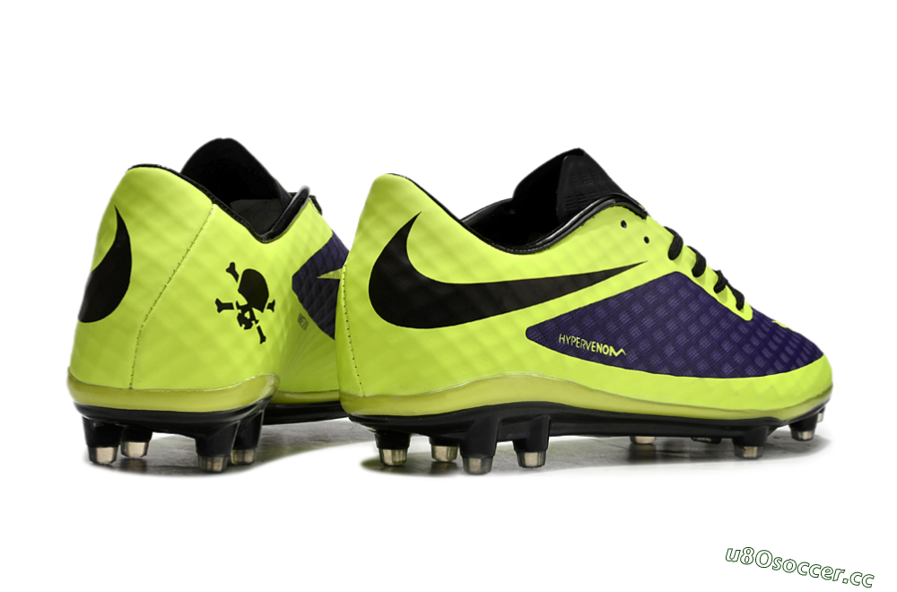 Men's Nike Hypervenom Phantom FG Firm Ground Low-Tops Football Boots - Purple/Yellow/Black 6