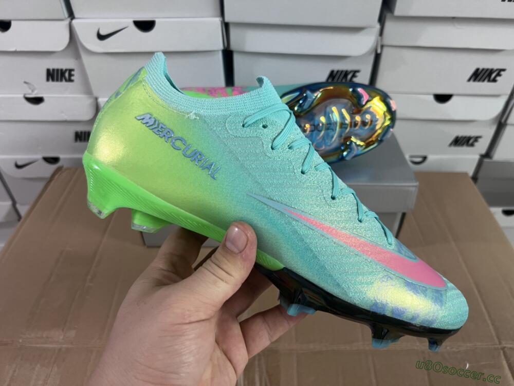 Men's Nike Air Zoom Mercurial Vapor 16 Elite FG Firm Ground Low-Tops Football Boots - Jade/Pink/Yellow