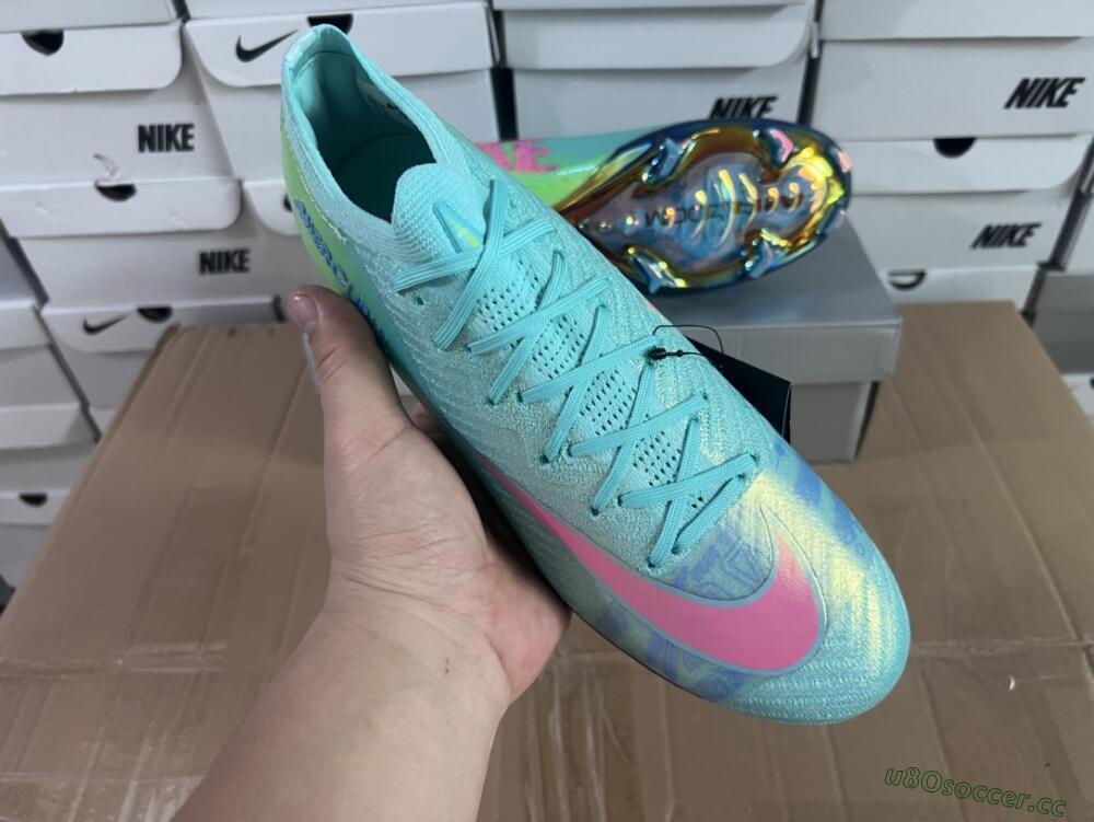Men's Nike Air Zoom Mercurial Vapor 16 Elite FG Firm Ground Low-Tops Football Boots - Jade/Pink/Yellow