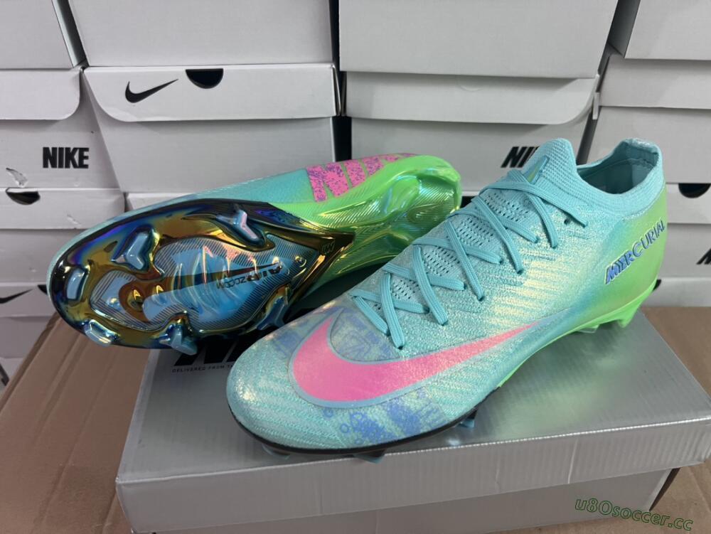 Men's Nike Air Zoom Mercurial Vapor 16 Elite FG Firm Ground Low-Tops Football Boots - Jade/Pink/Yellow
