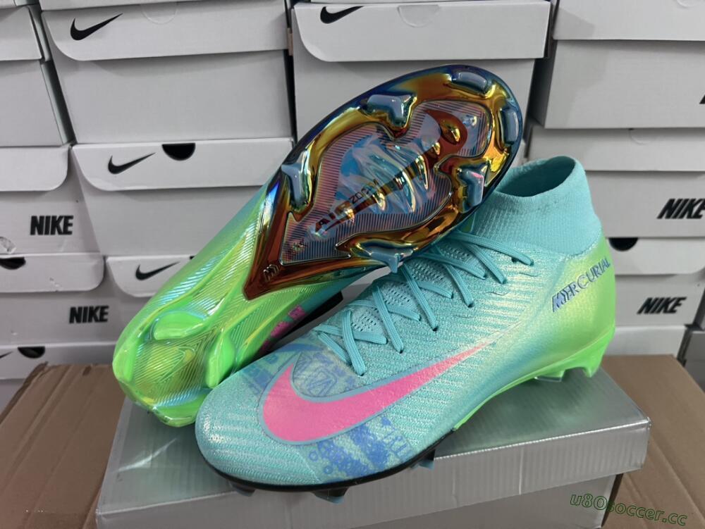 Men's Nike Air Zoom Mercurial Superfly 10 Elite FG Firm Ground High-Tops Football Boots - Jade/Pink/Yellow