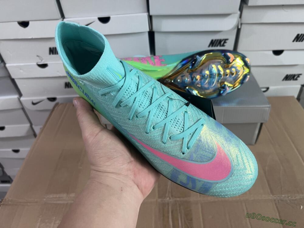Men's Nike Air Zoom Mercurial Superfly 10 Elite FG Firm Ground High-Tops Football Boots - Jade/Pink/Yellow