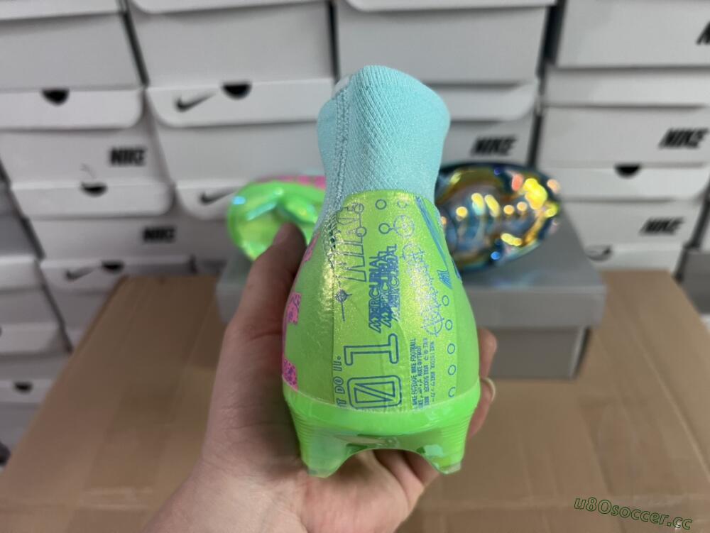 Men's Nike Air Zoom Mercurial Superfly 10 Elite FG Firm Ground High-Tops Football Boots - Jade/Pink/Yellow