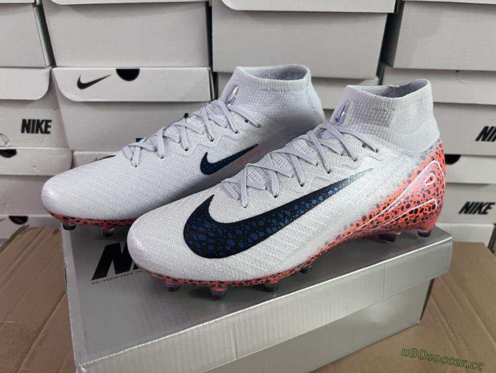 Unisex Nike Air Zoom Mercurial Superfly 10 Elite AG Artificial Grass High-Tops Football Boots - Grey/White/Leopard