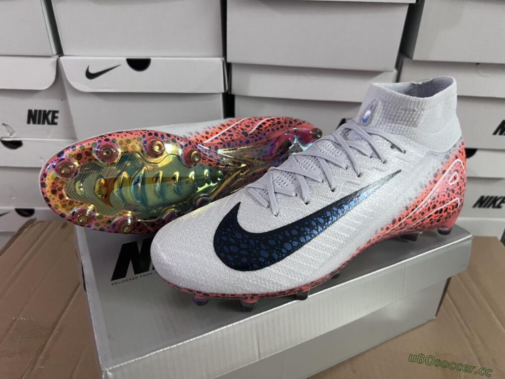 Unisex Nike Air Zoom Mercurial Superfly 10 Elite AG Artificial Grass High-Tops Football Boots - Grey/White/Leopard