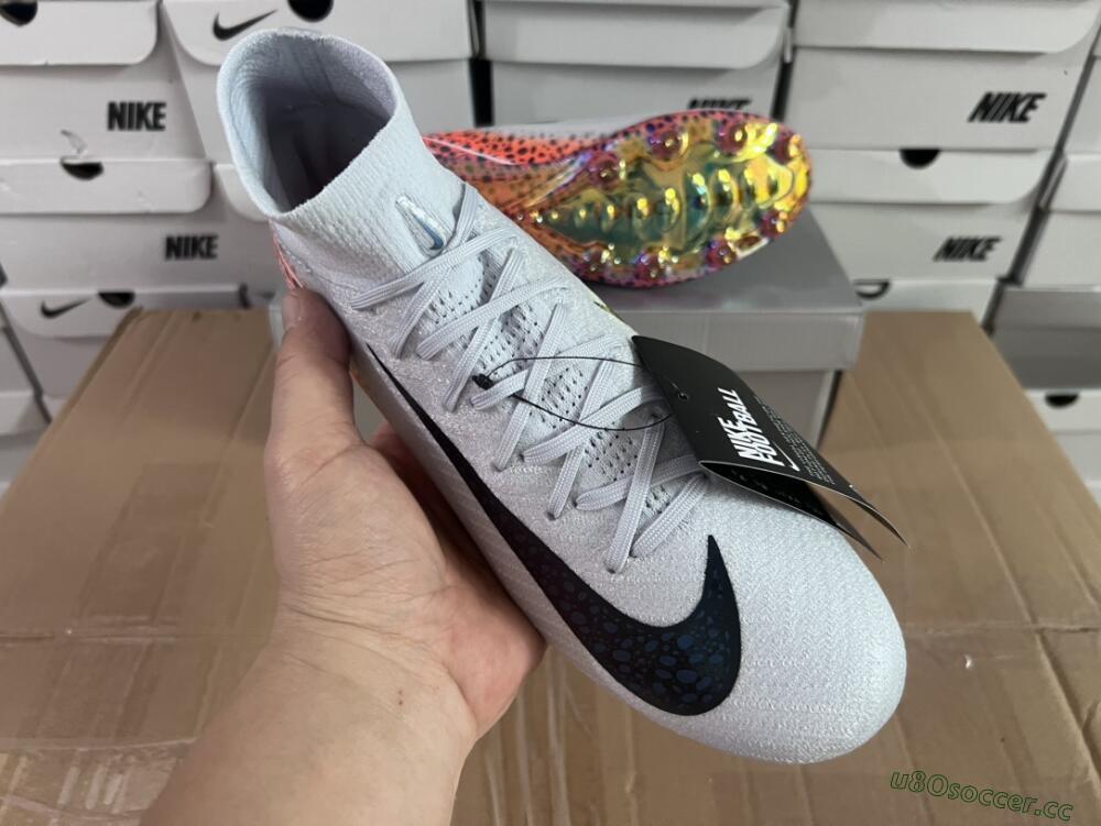 Unisex Nike Air Zoom Mercurial Superfly 10 Elite AG Artificial Grass High-Tops Football Boots - Grey/White/Leopard