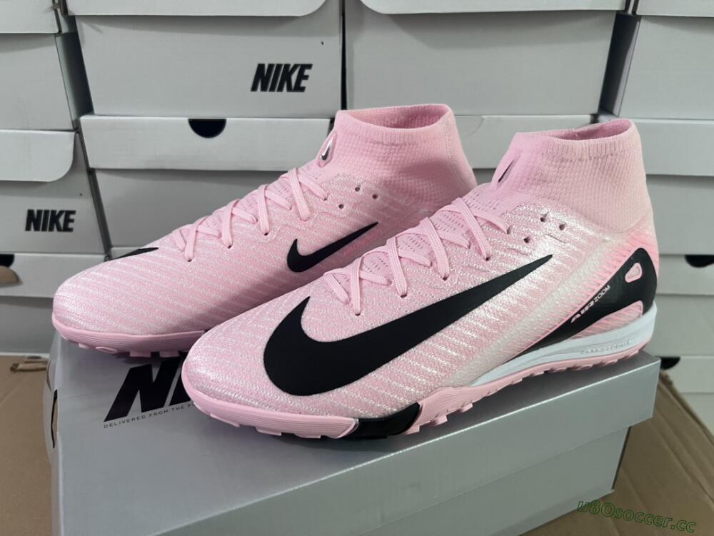 Unisex Nike Air Zoom Mercurial Superfly 10 Elite TF Artificial Turf High-Tops Football Shoes - Pink/White/Black