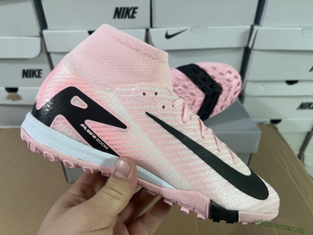 Unisex Nike Air Zoom Mercurial Superfly 10 Elite TF Artificial Turf High-Tops Football Shoes - Pink/White/Black