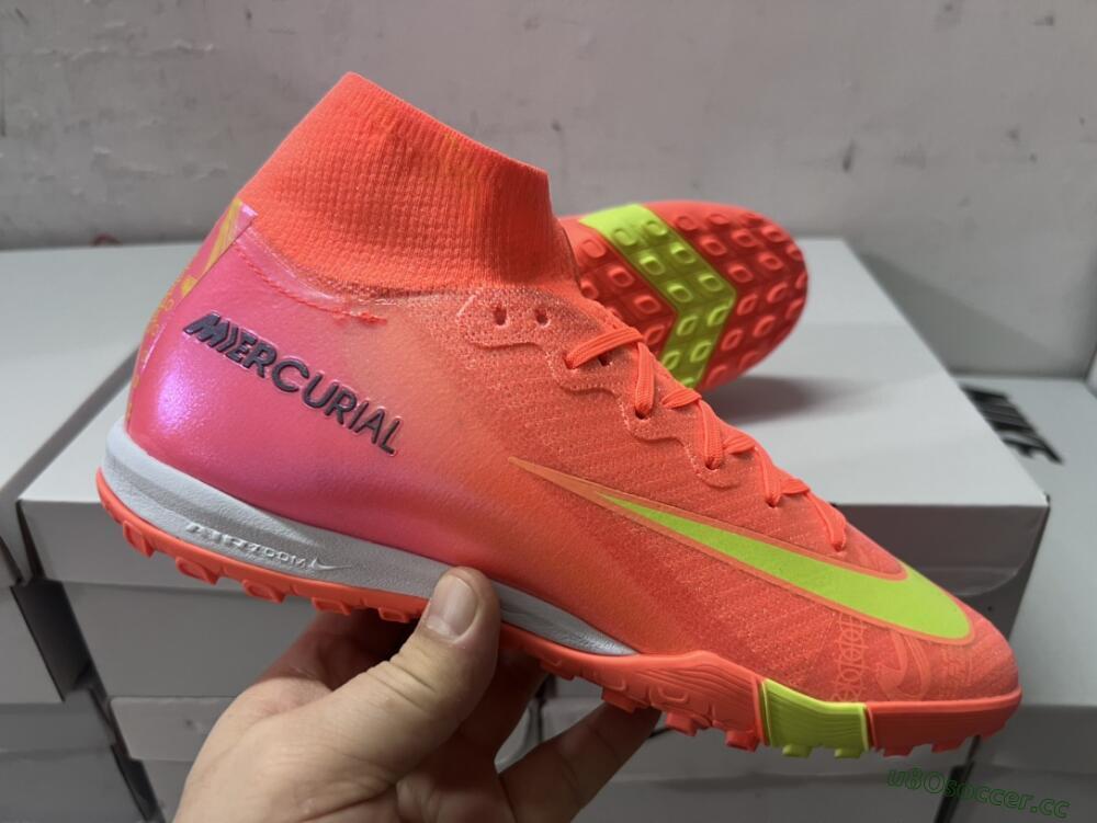 Unisex Nike Air Zoom Mercurial Superfly 9 Elite TF Artificial Turf High-Tops Football Shoes - Red/Yellow/White