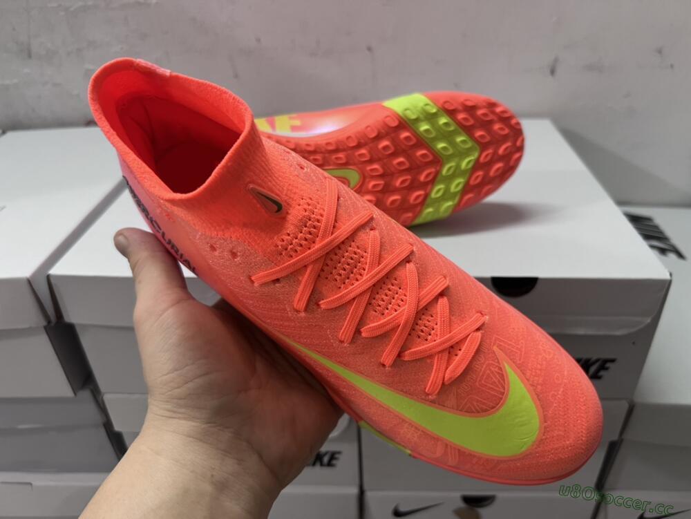 Unisex Nike Air Zoom Mercurial Superfly 9 Elite TF Artificial Turf High-Tops Football Shoes - Red/Yellow/White
