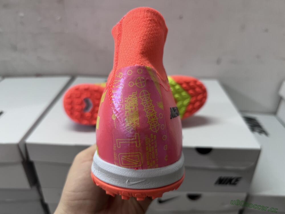 Unisex Nike Air Zoom Mercurial Superfly 9 Elite TF Artificial Turf High-Tops Football Shoes - Red/Yellow/White