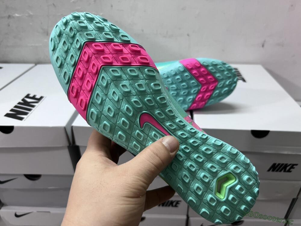 Unisex Nike Air Zoom Mercurial Superfly 10 Elite TF Artificial Turf High-Tops Football Shoes - Jade/Pink/Blue