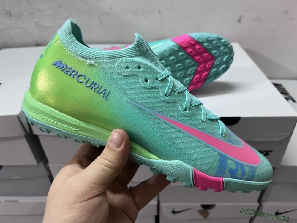 Unisex Nike Air Zoom Mercurial Vapor 16 Elite TF Artificial Turf Low-Tops Football Shoes - Jade/Pink/Blue