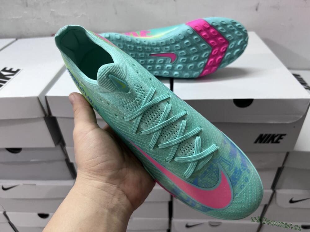 Unisex Nike Air Zoom Mercurial Vapor 16 Elite TF Artificial Turf Low-Tops Football Shoes - Jade/Pink/Blue