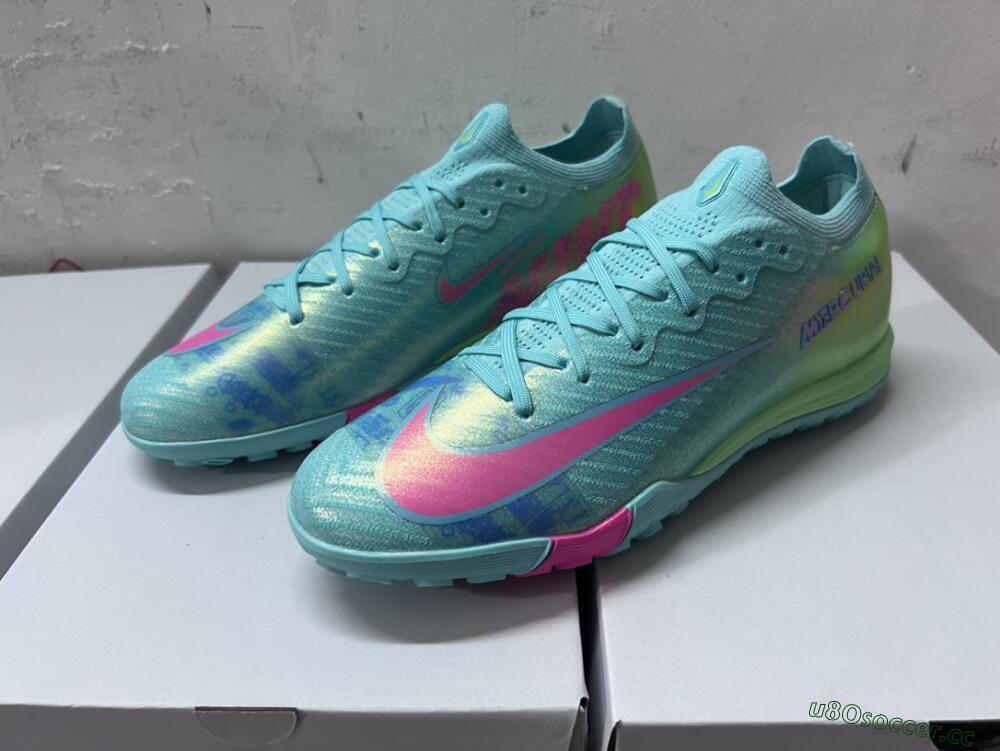 Unisex Nike Air Zoom Mercurial Vapor 16 Elite TF Artificial Turf Low-Tops Football Shoes - Jade/Pink/Blue