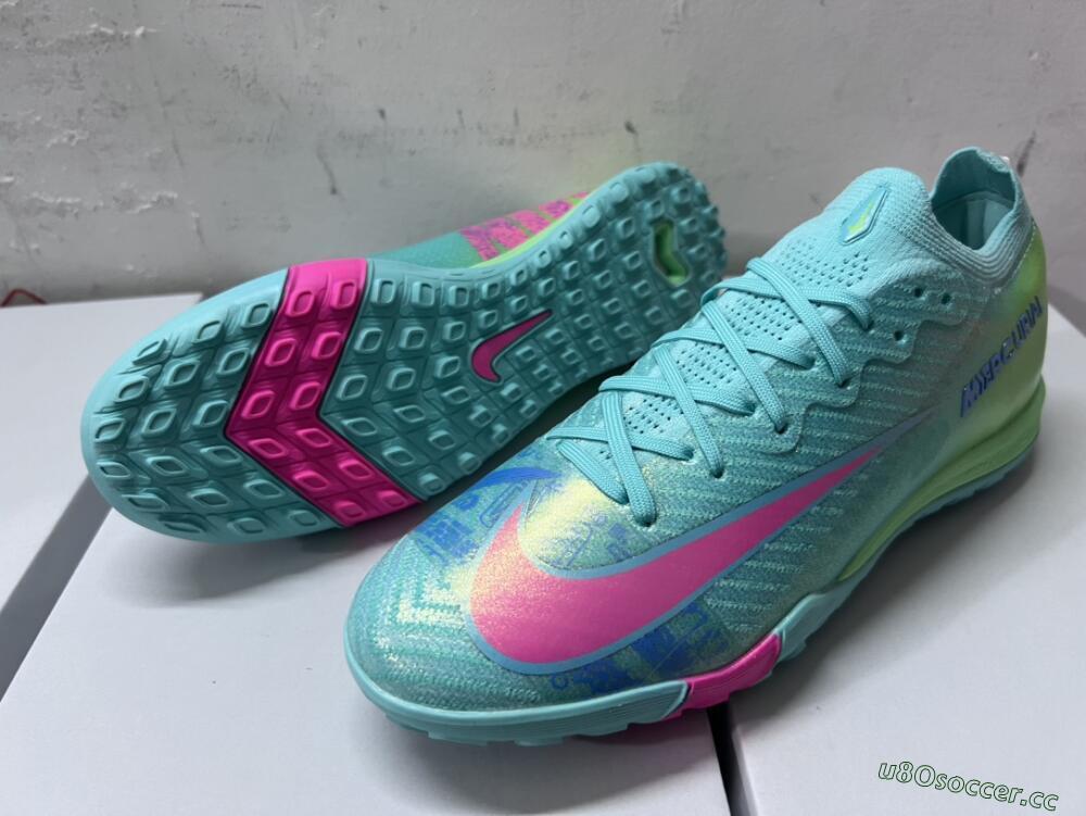 Unisex Nike Air Zoom Mercurial Vapor 16 Elite TF Artificial Turf Low-Tops Football Shoes - Jade/Pink/Blue