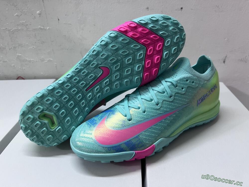 Unisex Nike Air Zoom Mercurial Vapor 16 Elite TF Artificial Turf Low-Tops Football Shoes - Jade/Pink/Blue