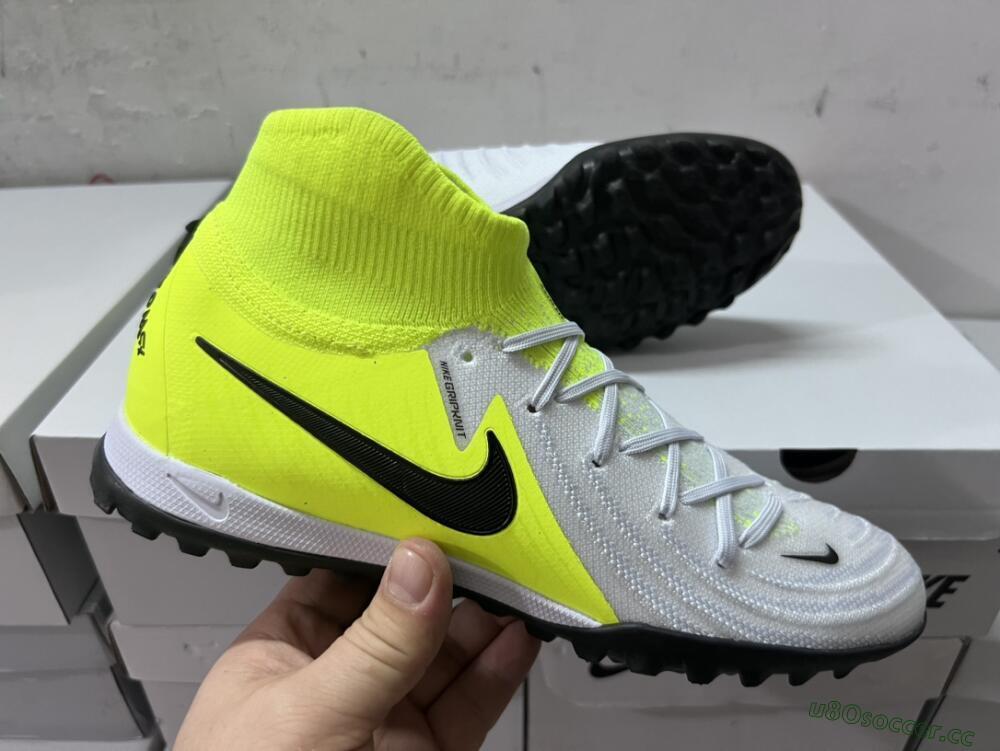 Men's Nike Phantom Luna Elite NU TF Artificial Turf High-Tops Football Shoes - Grey/Yellow/Black