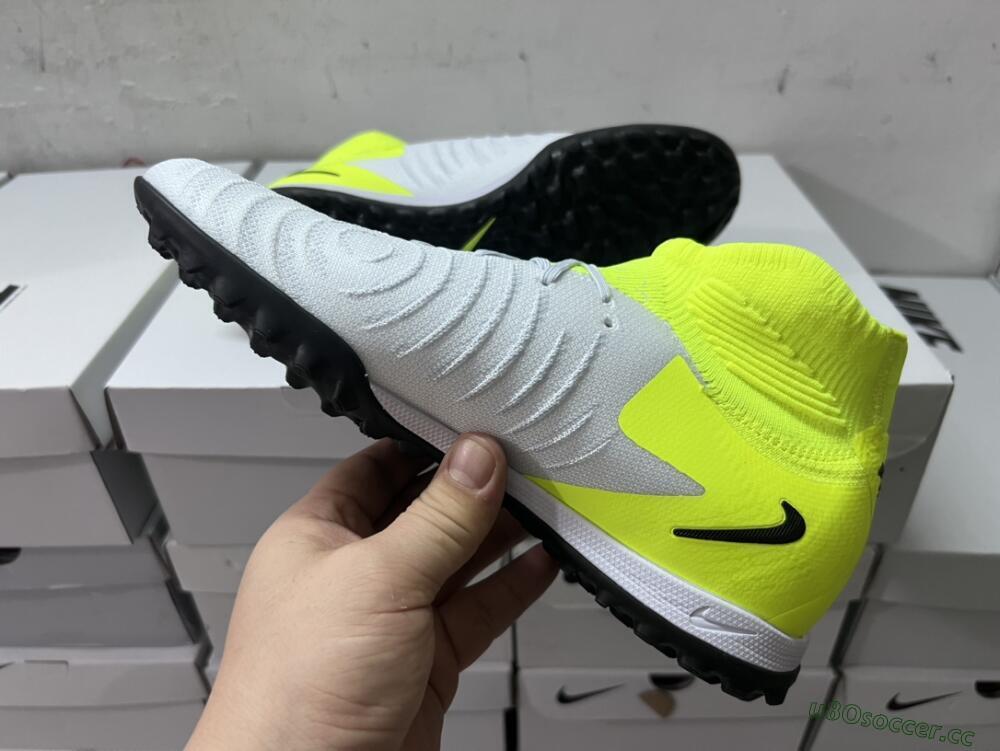 Men's Nike Phantom Luna Elite NU TF Artificial Turf High-Tops Football Shoes - Grey/Yellow/Black