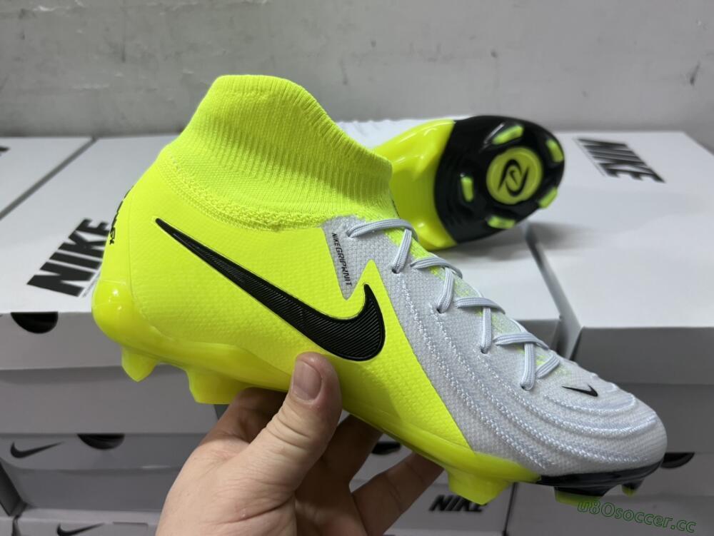 Men's Nike Phantom Luna Elite FG Firm Ground High-Tops Football Boots - Grey/Yellow/Black
