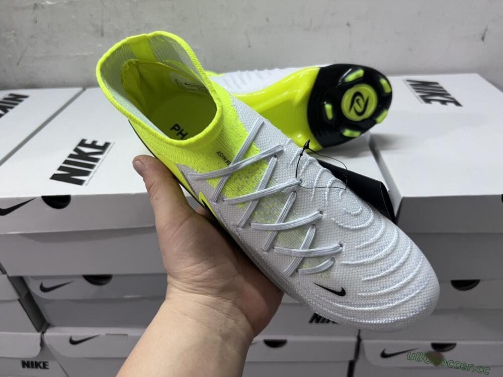 Men's Nike Phantom Luna Elite FG Firm Ground High-Tops Football Boots - Grey/Yellow/Black