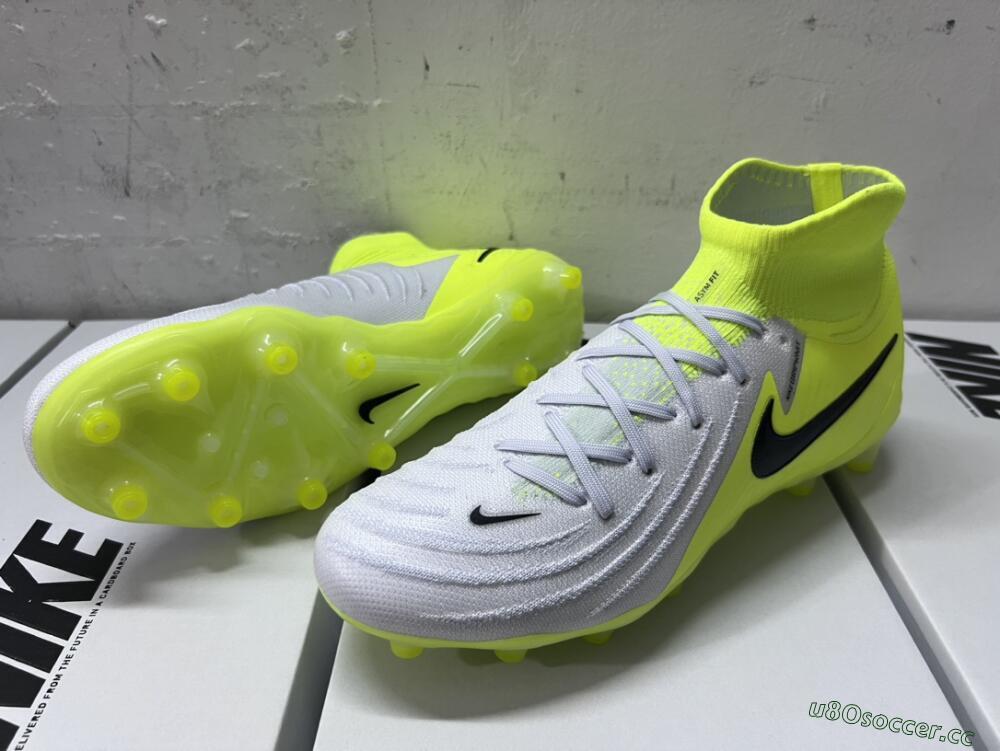 Men's Nike Phantom Luna Elite AG Artificial Grass High-Tops Football Boots - Grey/Yellow/Black