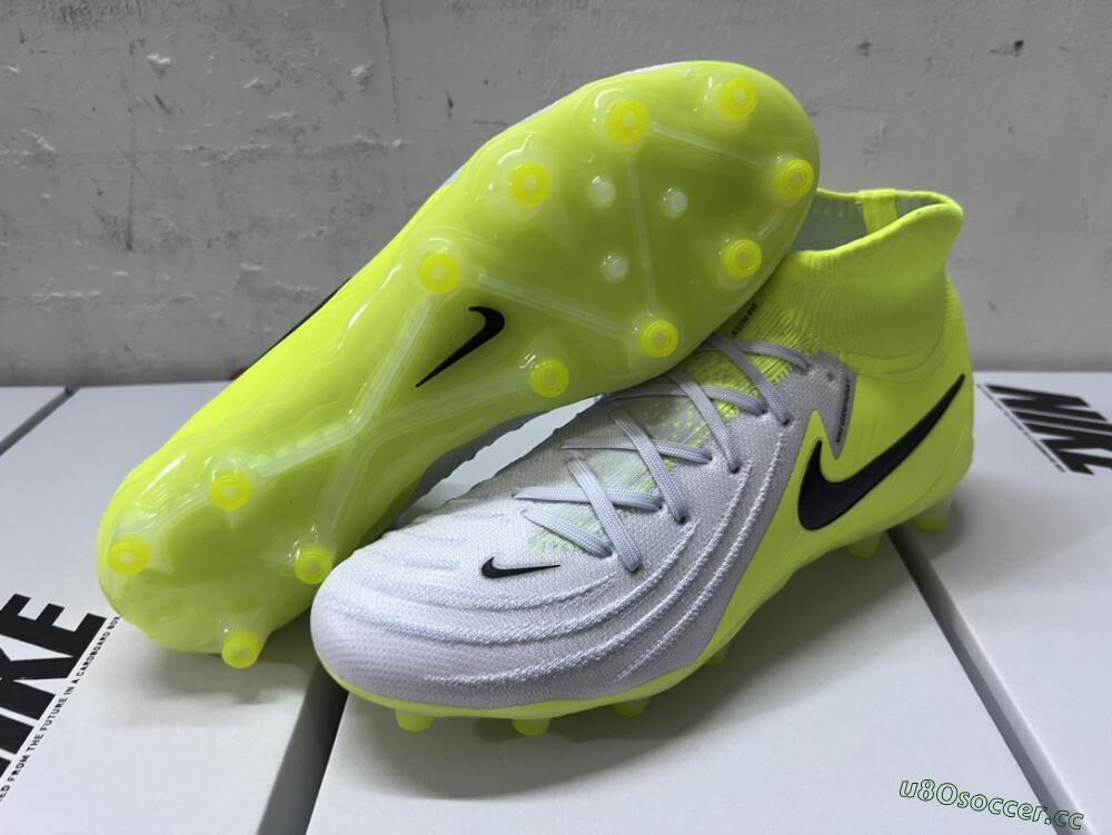 Men's Nike Phantom Luna Elite AG Artificial Grass High-Tops Football Boots - Grey/Yellow/Black