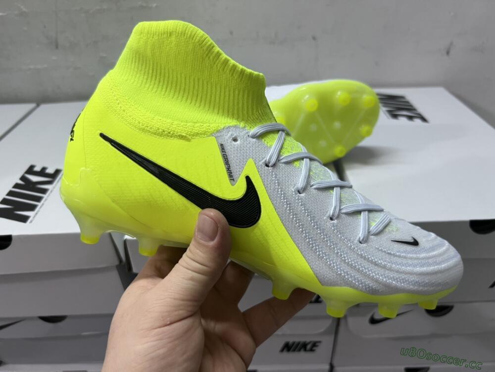 Men's Nike Phantom Luna Elite AG Artificial Grass High-Tops Football Boots - Grey/Yellow/Black