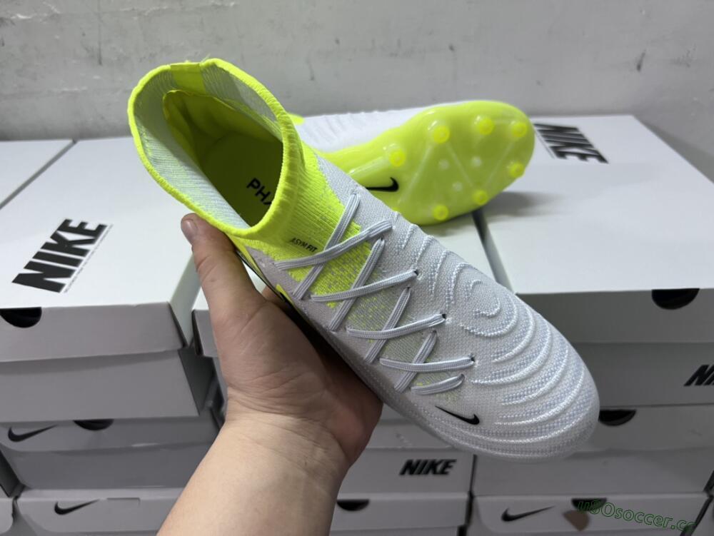 Men's Nike Phantom Luna Elite AG Artificial Grass High-Tops Football Boots - Grey/Yellow/Black