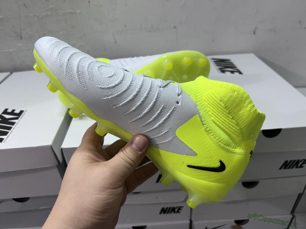 Men's Nike Phantom Luna Elite AG Artificial Grass High-Tops Football Boots - Grey/Yellow/Black