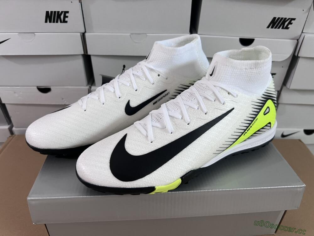 Unisex Nike Air Zoom Mercurial Superfly 10 Elite TF Artificial Turf High-Tops Football Shoes - White/Black/Yellow