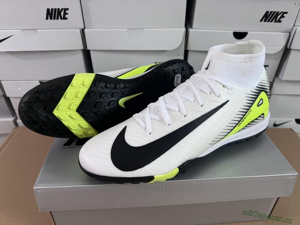 Unisex Nike Air Zoom Mercurial Superfly 10 Elite TF Artificial Turf High-Tops Football Shoes - White/Black/Yellow