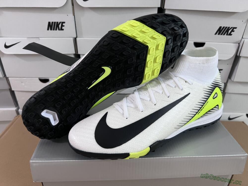 Unisex Nike Air Zoom Mercurial Superfly 10 Elite TF Artificial Turf High-Tops Football Shoes - White/Black/Yellow