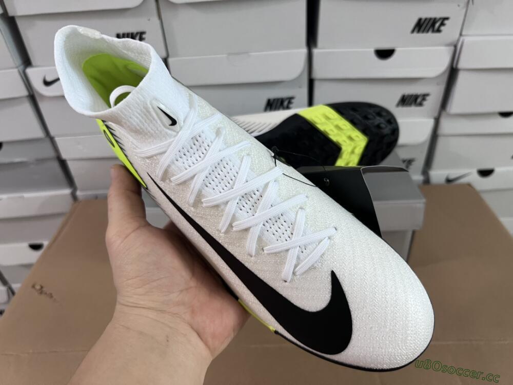 Unisex Nike Air Zoom Mercurial Superfly 10 Elite TF Artificial Turf High-Tops Football Shoes - White/Black/Yellow