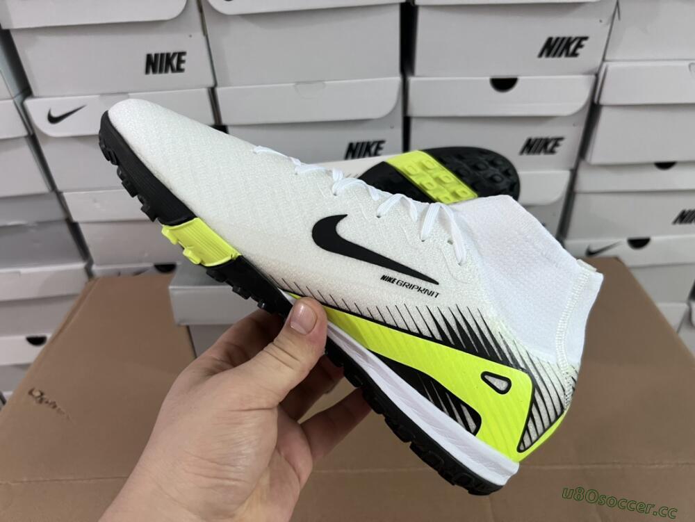 Unisex Nike Air Zoom Mercurial Superfly 10 Elite TF Artificial Turf High-Tops Football Shoes - White/Black/Yellow