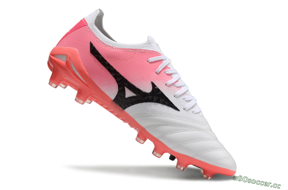 Unisex Mizuno Morelia Neo 3 FG Firm Ground Low-Tops Football Boots - White/Black/Pink 5