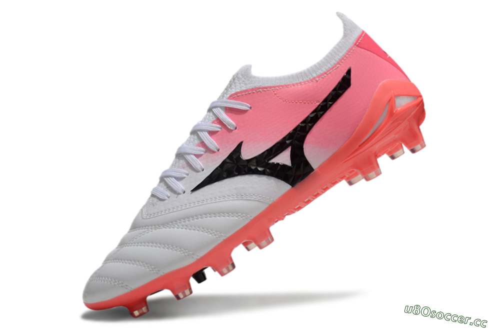 Unisex Mizuno Morelia Neo 3 FG Firm Ground Low-Tops Football Boots - White/Black/Pink 6