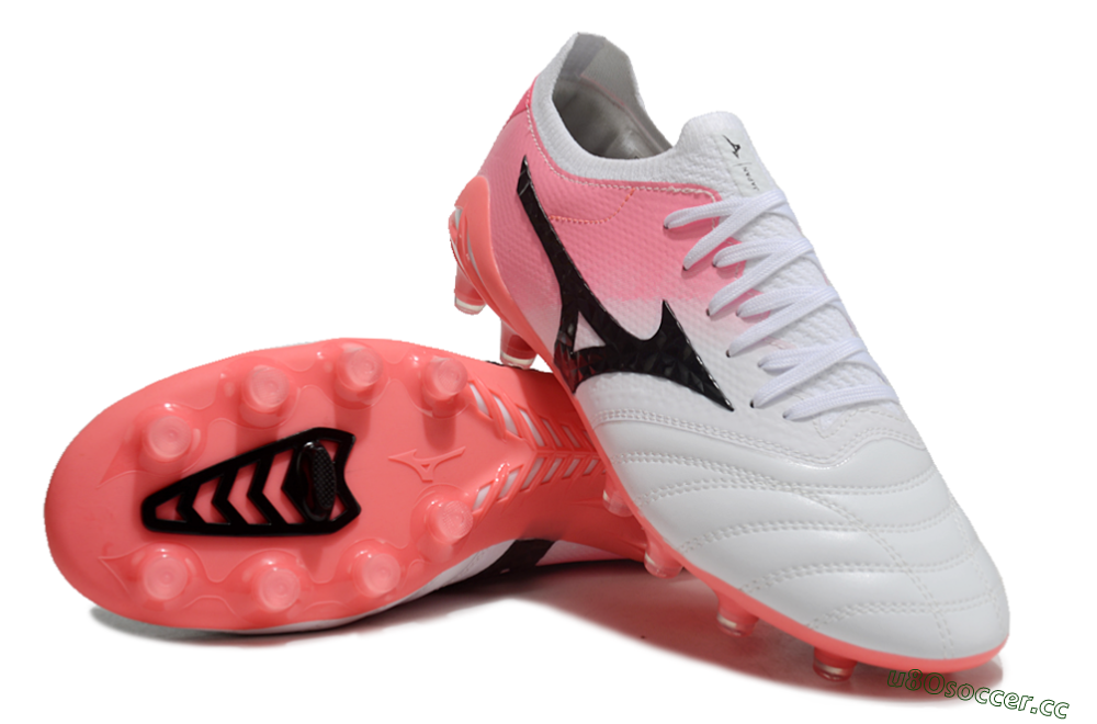 Unisex Mizuno Morelia Neo 3 FG Firm Ground Low-Tops Football Boots - White/Black/Pink 4