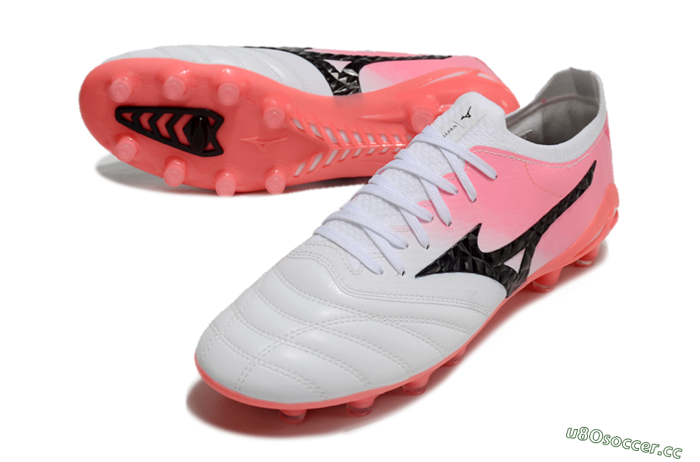 Unisex Mizuno Morelia Neo 3 FG Firm Ground Low-Tops Football Boots - White/Black/Pink 3