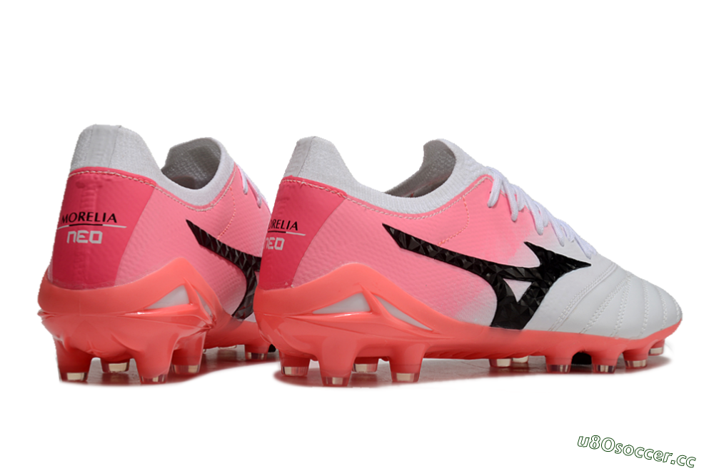 Unisex Mizuno Morelia Neo 3 FG Firm Ground Low-Tops Football Boots - White/Black/Pink 7