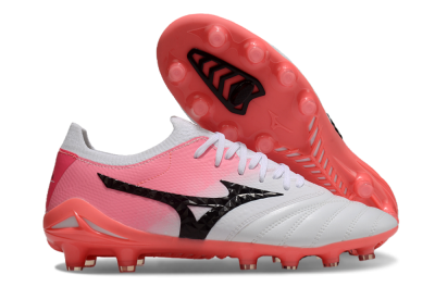 Unisex Mizuno Morelia Neo 3 FG Firm Ground Low-Tops Football Boots - White/Black/Pink